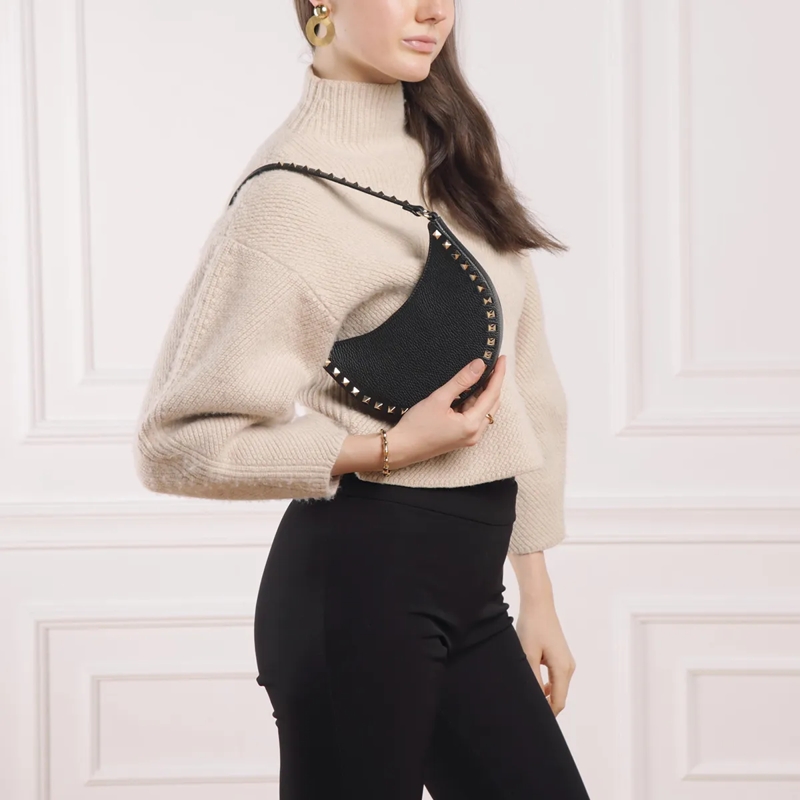 Valentino Garavani Schultertasche Rockstud Hobo Bag Nero(Image 2)