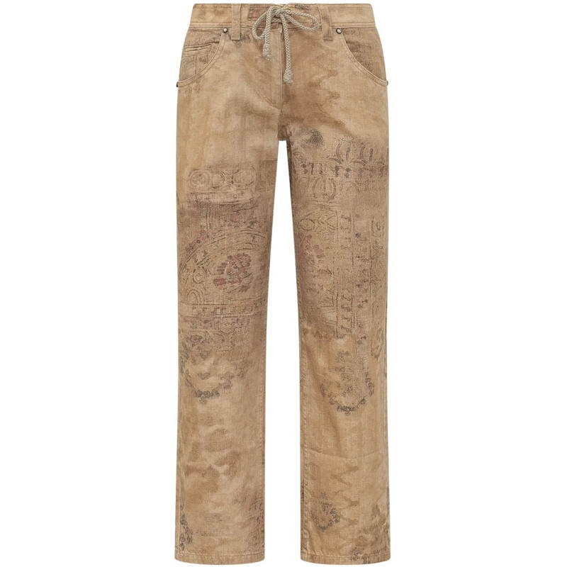 Isabel Marant Jeans à jambe droite Pantaloni con Tasche e Passanti beige