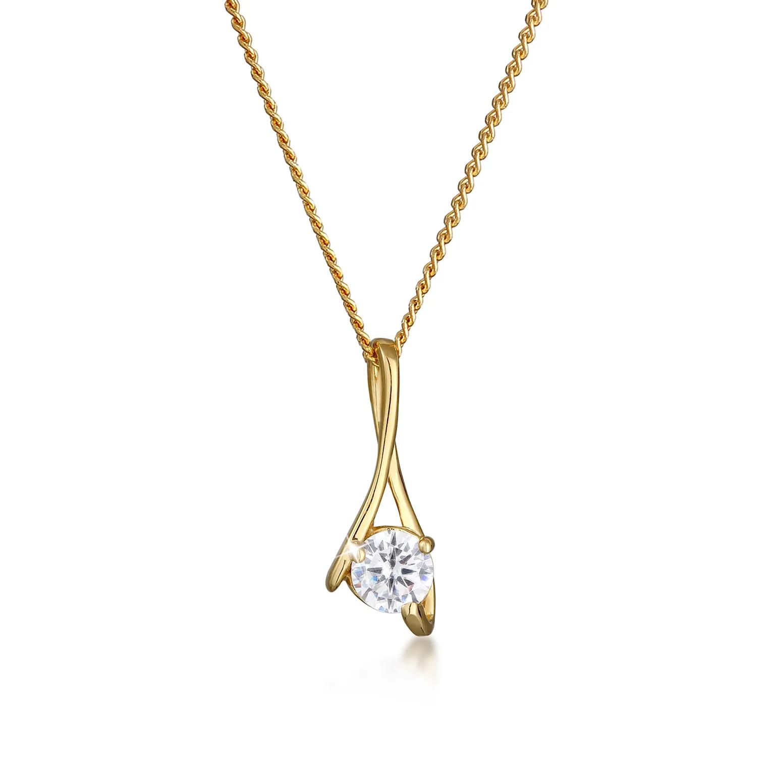 Elli Halsketten - Halskette Zirkonia 585 Gelbgold - Gr. unisize - in Gold - für Damen