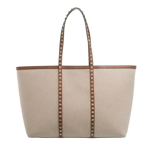 Valentino Garavani Tote Rockstud Tote Bag Natural Tobacco