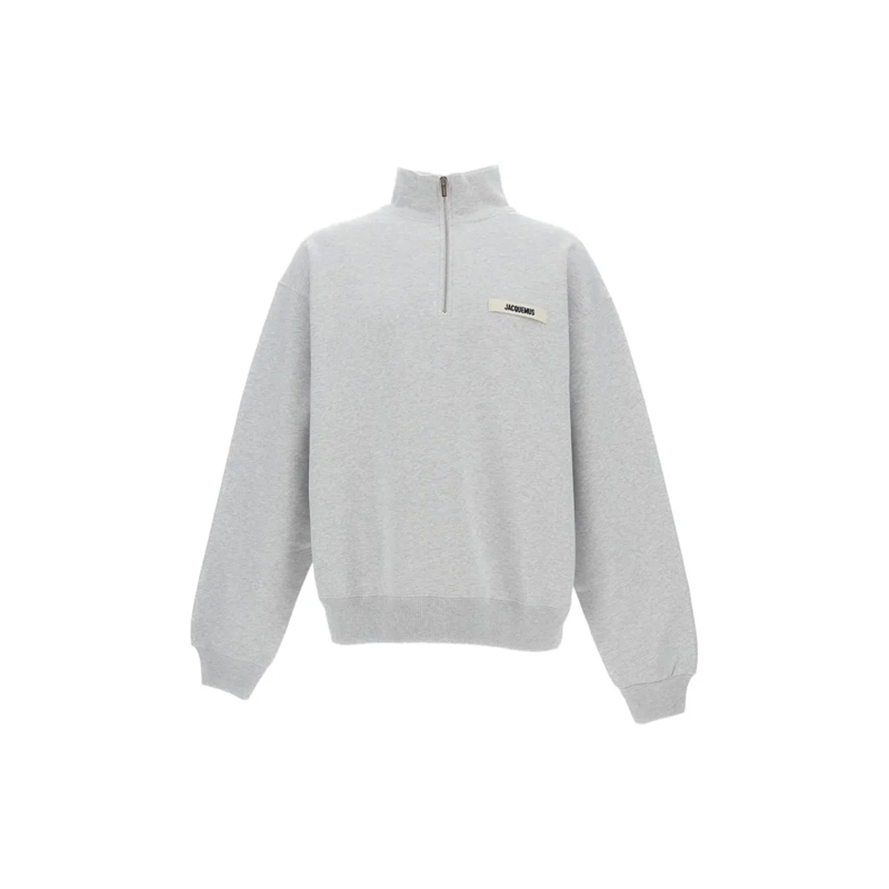 Jacquemus Trui Gros Grain Zipped Sweater Grey