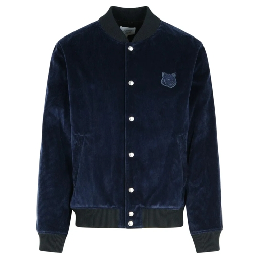 Maison Kitsune Vestes de bombardier 'Teddy' Navy Cotton Bomber Jacket Blue