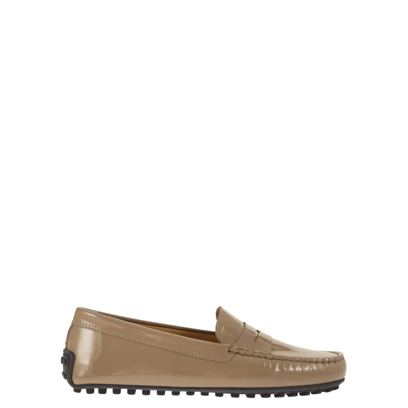 Tod's Ballerines City Gommino Moccasin In Glossy Leather Brown