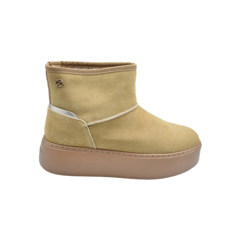 Janet & Janet Stiefel Suede Ankle Boots With Thick Platform Sole Brown