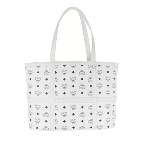 MCM Delmy Visetos Shopper Medium  White Shopping Bag