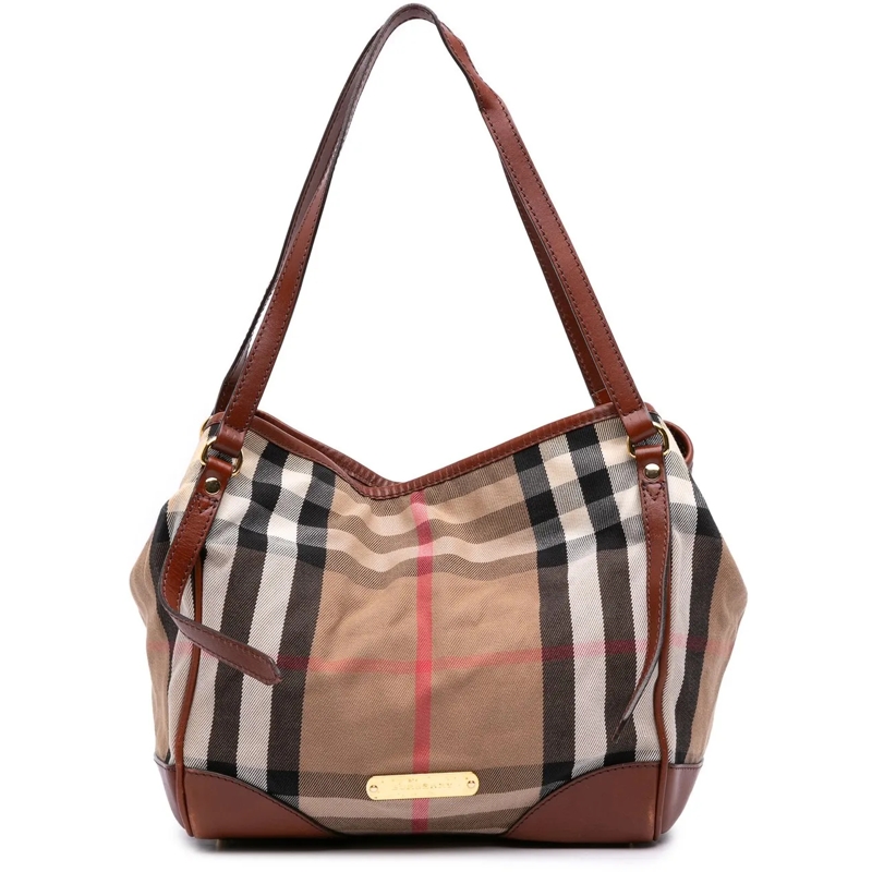 Burberry Shopper Small House Check Canvas Canterbury Tote braun