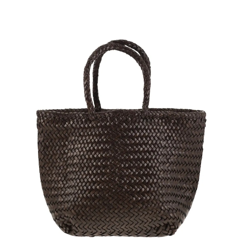 DRAGON DIFFUSION Tote Grace Basket Small - Woven Leather Bag Brown
