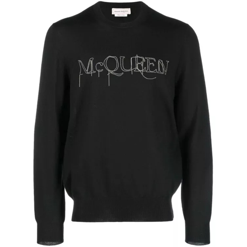 Alexander McQueen Black Embroidered-Logo Sweater Black 