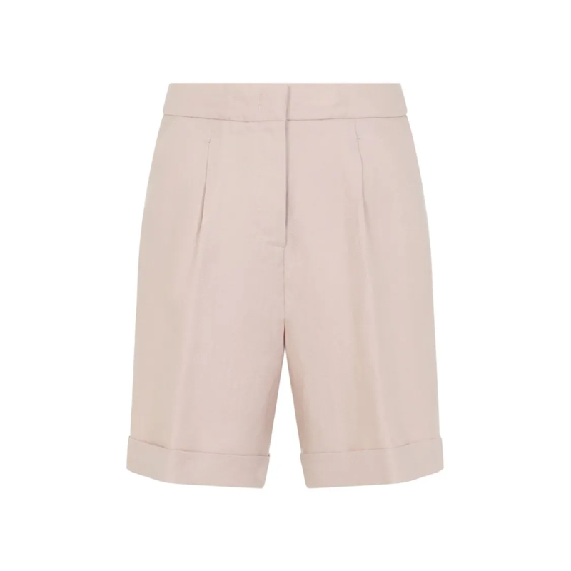 Peserico Casual Shorts Tailored High-Waist Linen Bermuda Shorts With Cuff Pink