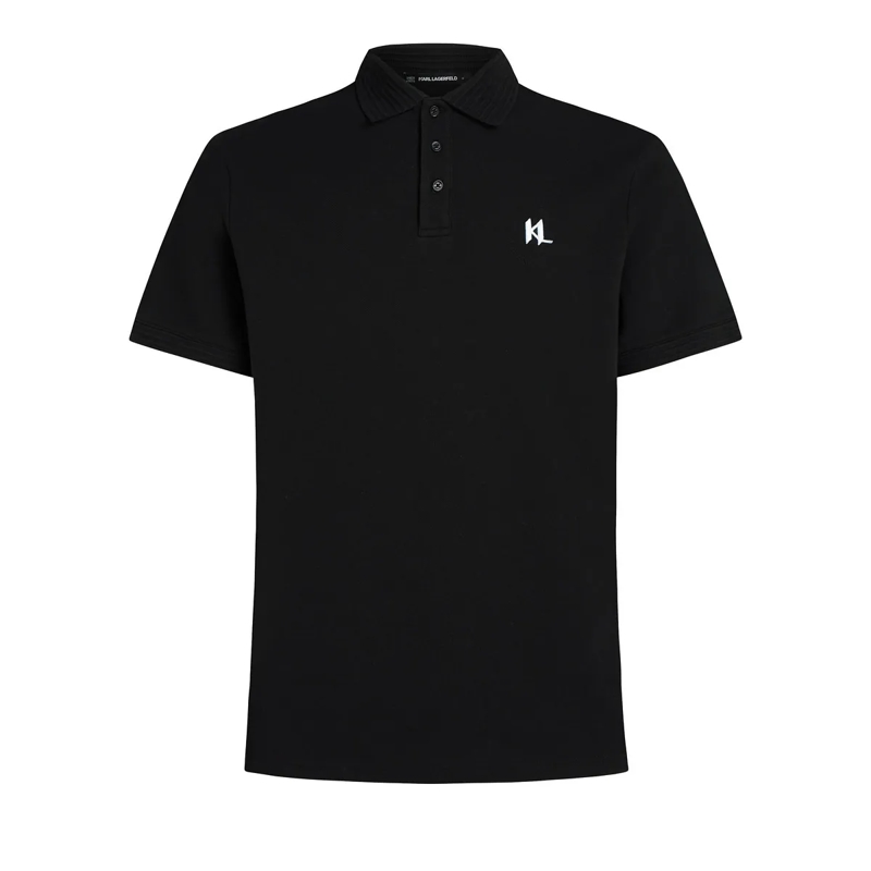 Karl Lagerfeld T-Shirt KL MONOGRAM POLOSHIRT schwarz