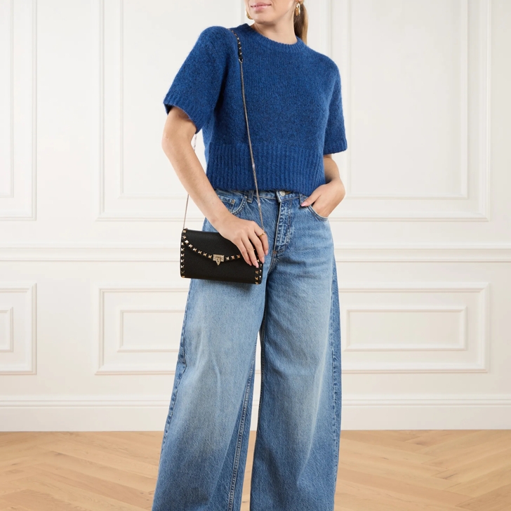 Valentino Garavani Rockstud Wallet W Strap Nero Crossbody Bag