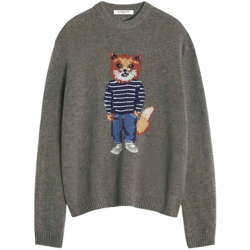 Maison Kitsune  pull a imprime graphique grau