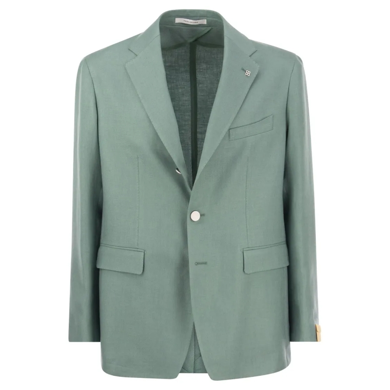 Tagliatore Blazer Two-Button Linen Jacket Green