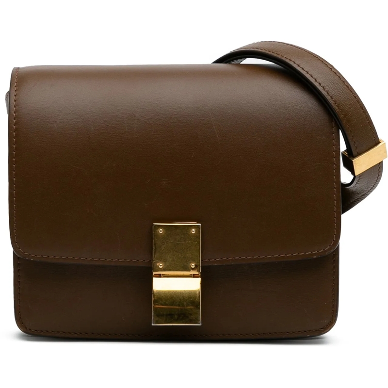 Celine Schultertasche Small Calfskin Classic Box braun