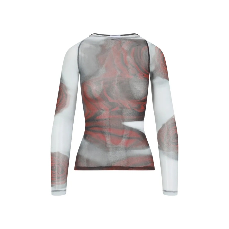 Jean Paul Gaultier Langärmeliges Oberteil Fitted Long-Sleeved Top With Semi-Sheer Fabric Multicolor