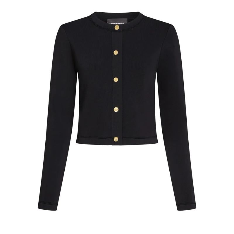 Karl Lagerfeld Strickjacke WESTE MIT KNOPFDETAIL schwarz