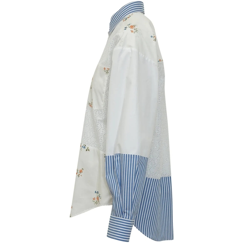MSGM Chemisier Camicia Patchwork Ricamata weiß(Image 3)