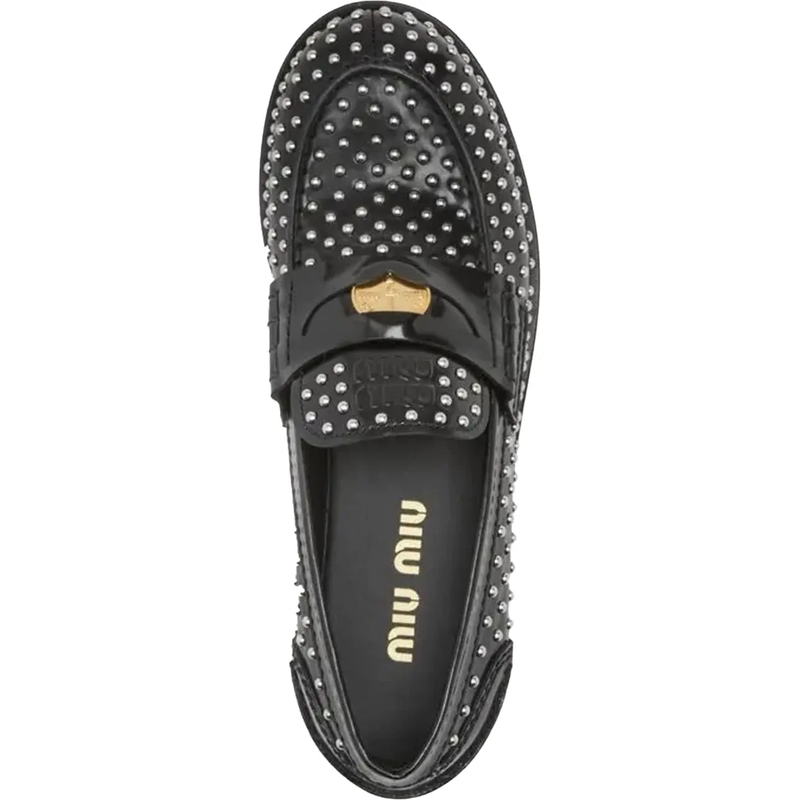 Miu Miu T-shirt Miu Miu Studded Penny Loafers schwarz(Image 3)
