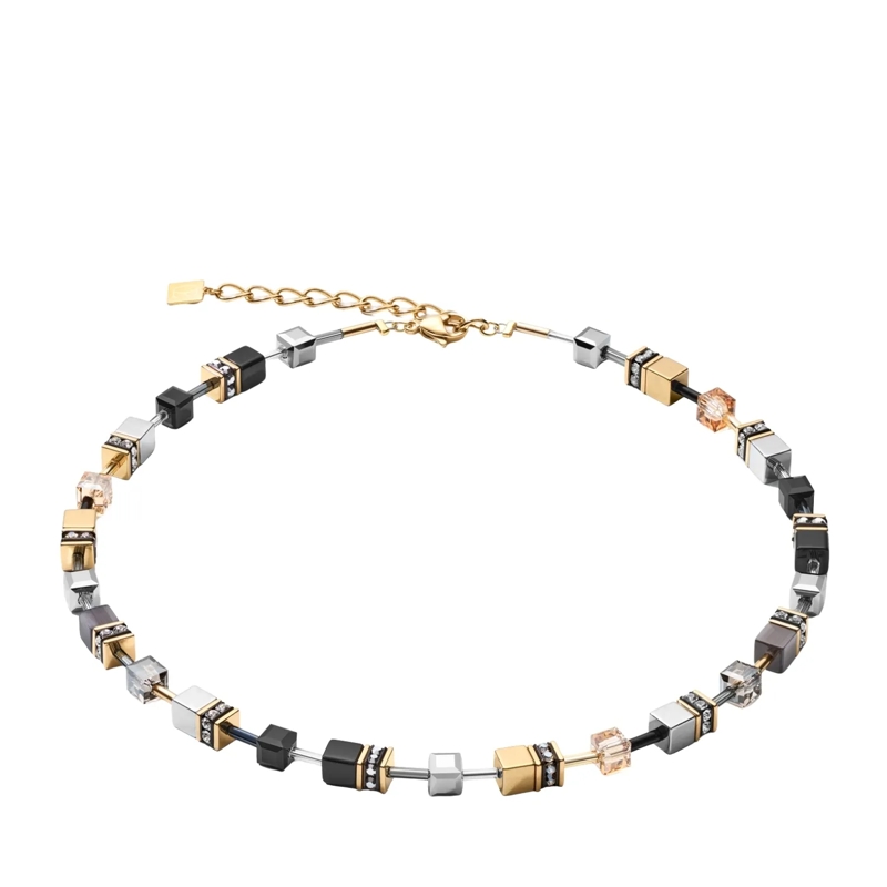 COEUR DE LION Mittellange Halskette GeoCUBE® Halskette grau