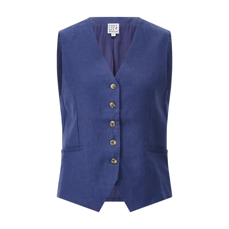 Emily van den Bergh Gilet Weste aus Leinen blau