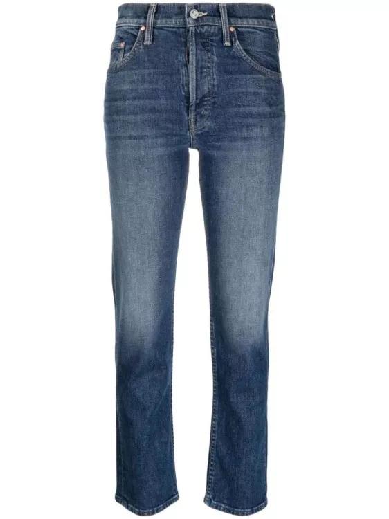 Thumbnail - Mother - High-Rise Cropped Skinny Denim Jeans - Größe 25 - blau