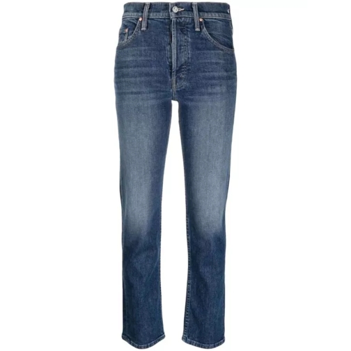 Mother High-Rise Cropped Skinny Denim Jeans Blue Gesneden jeans