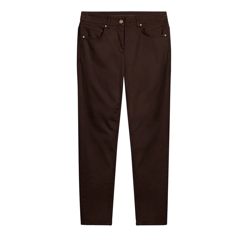 Luisa Cerano Skinny-Leg-Jeans High-Stretch-Colour-Denim marone