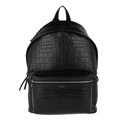 Saint Laurent Classic City Backpack Croc Embossed Noir Backpack