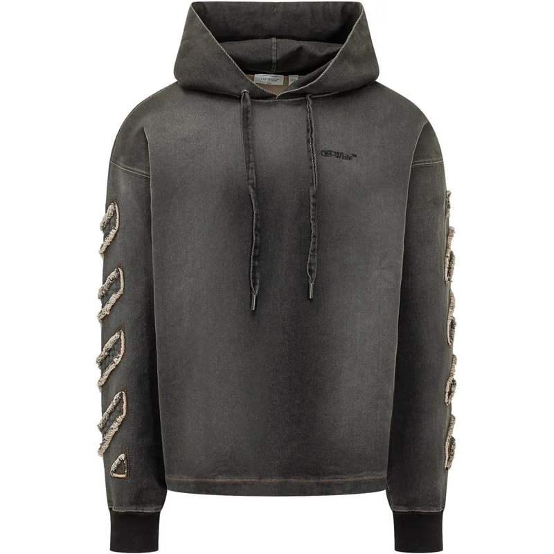 Off-White  Felpa con Cappuccio e Dettagli Applicati sulle Man dunkelgrau
