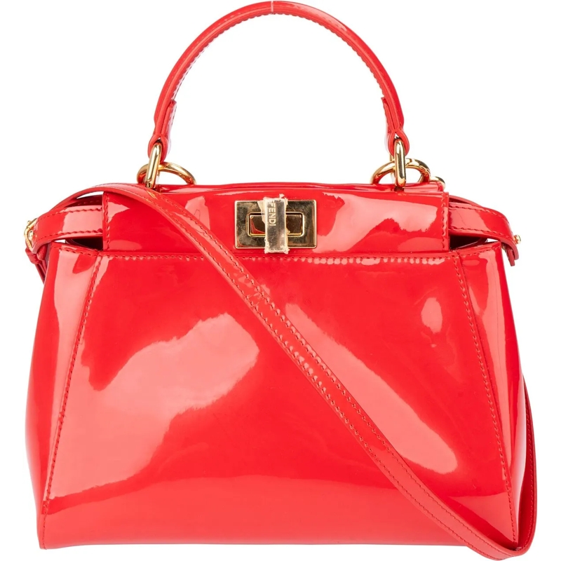 Fendi Schultertasche Fendi Red Patent Leather Peekaboo Handbag rot