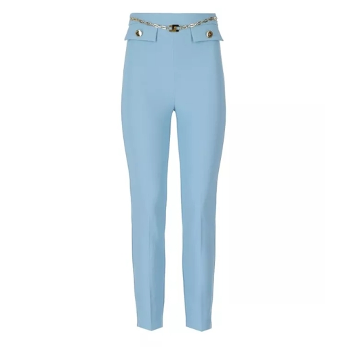 Elisabetta Franchi Sugar Paper Trousers With Chain Blue Byxor
