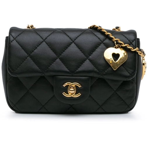 Chanel Fourre-tout 2021-2024 Mini Rectangular Quilted Lambskin Heart  schwarz