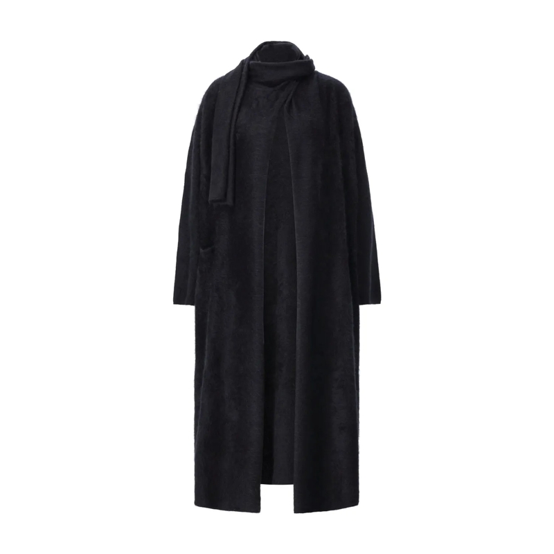 Sminfinity Manteau d'hiver Lange Strickjacke aus Kaschmir schwarz