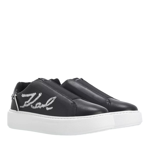 Karl Lagerfeld Maxi Kup Whipstitch Lo Lace Black Leather Slip-On Sneaker
