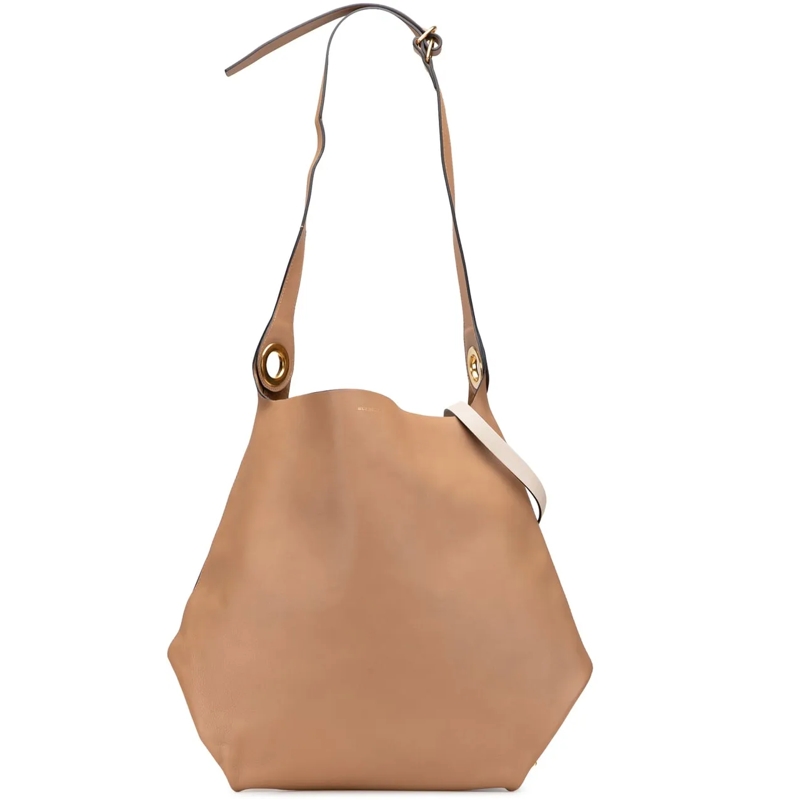 Burberry Sac à bandoulière Bicolor Calfskin Grommet Hobo braun