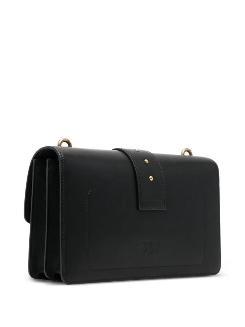 Pinko Hobo bags Black Leather Shoulder Bag With Studded And Chain in zwart