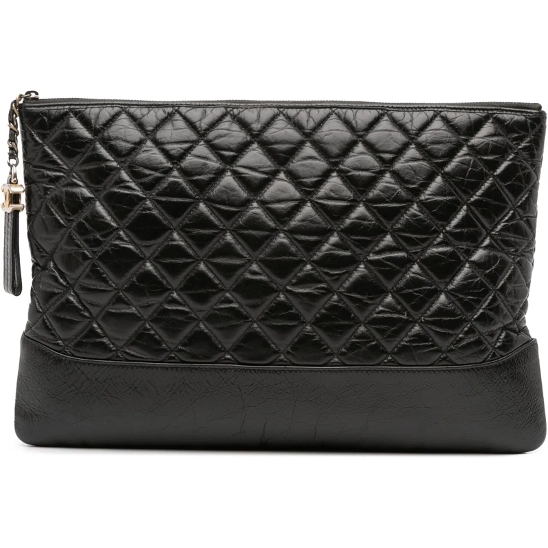 Chanel Clutch Large Aged Calfskin Gabrielle O Case Clutch schwarz