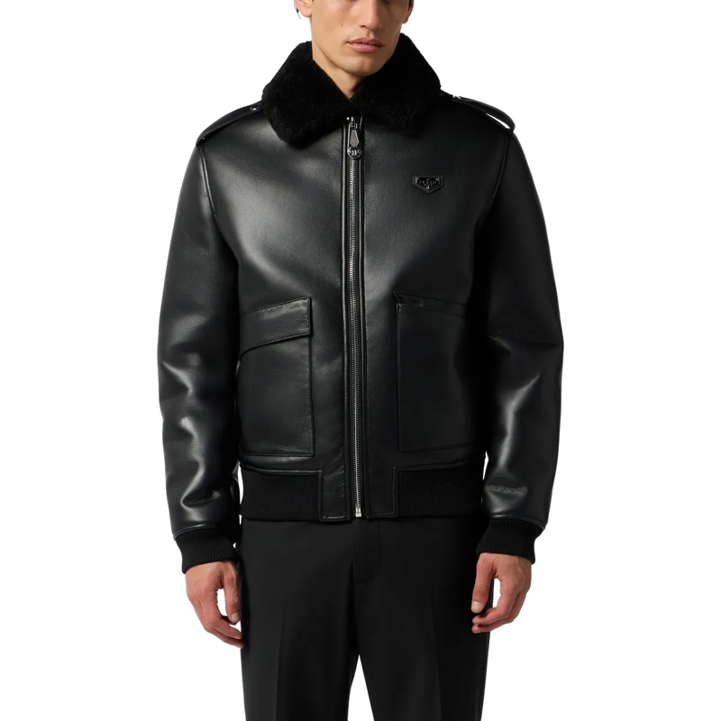 Philipp Plein Lederjacke Jacke schwarz(Image 3)