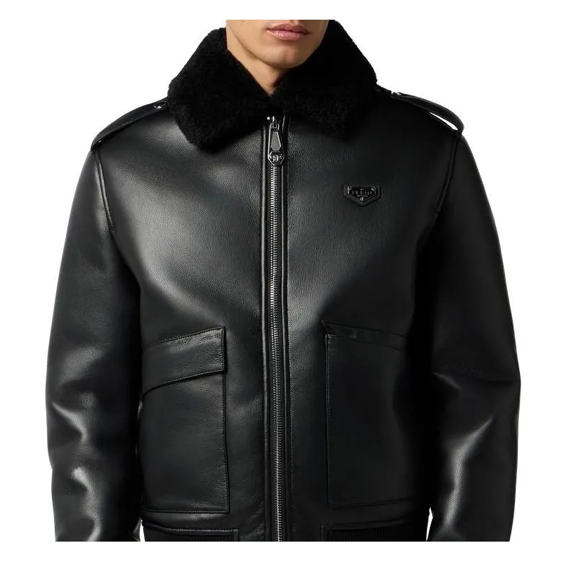 Philipp Plein Lederjacke Jacke schwarz(Image 3)