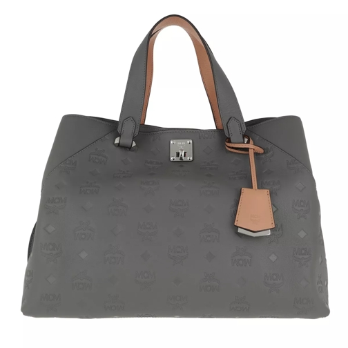 MCM Essential Monogrammed Leather Tote Large Charcoal Sporta