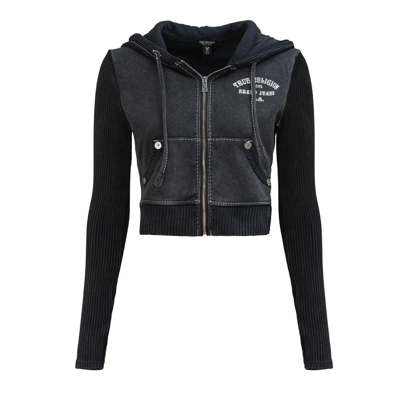 True Religion  Zip-Hoodie schwarz