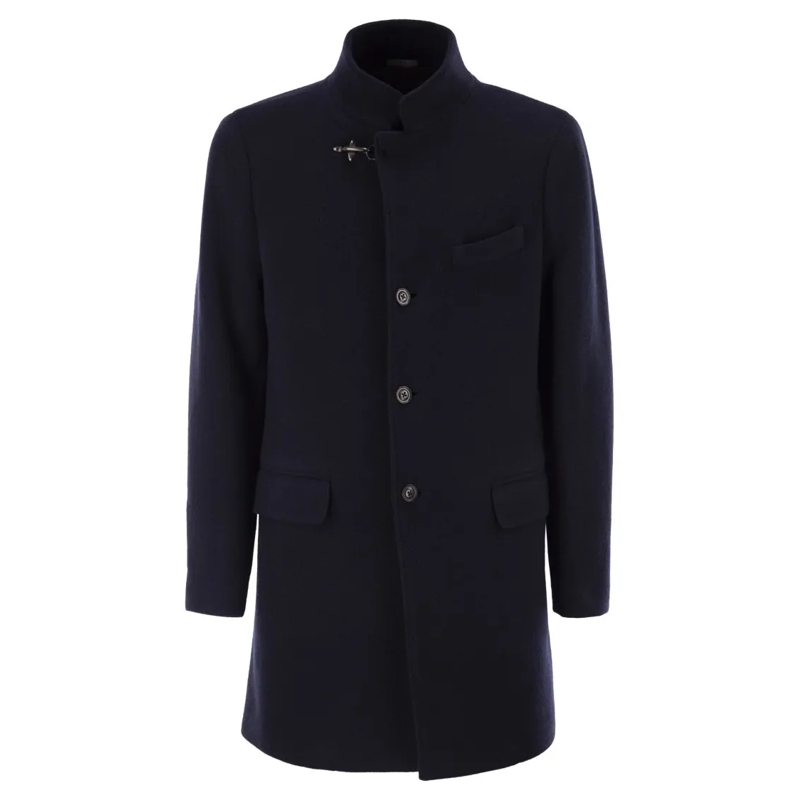 Fay Parka Herringbone Wool Blend Coat Black