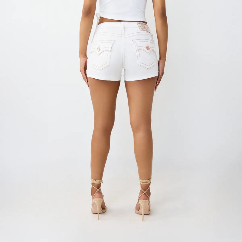 True Religion Shorts - Curvy Short- Mid Rise- Weiße Short- Umgeschla weiss(Image 4)