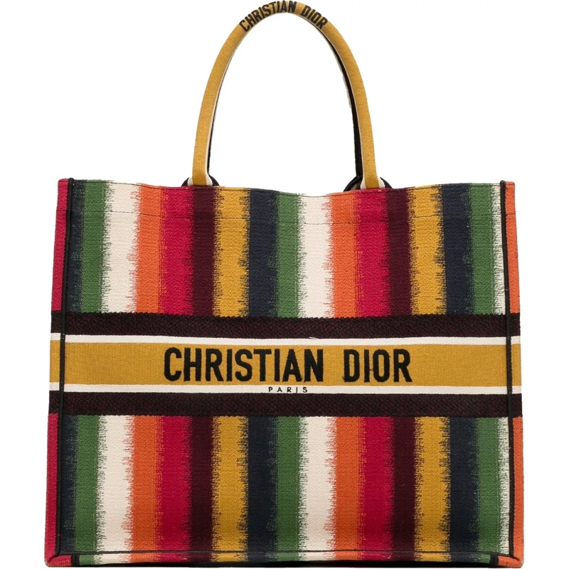 Christian Dior Shopper Large Striped Book Tote gelb
