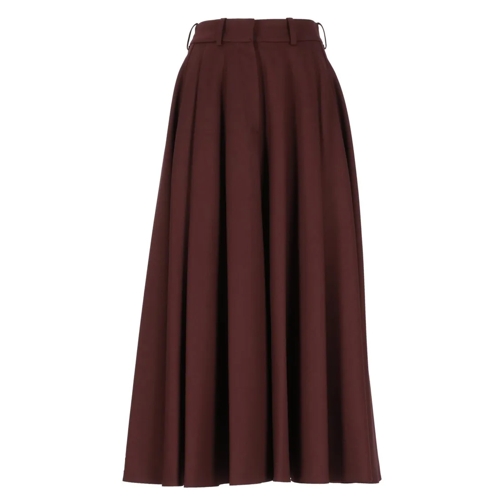 Elisabetta Franchi Wool Pleated Skirt Burgundy Midi-kjolar