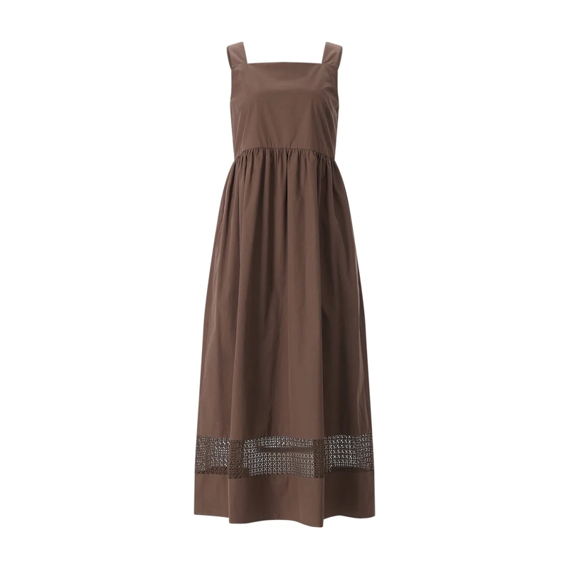 WEEKEND Max Mara Robe longue Midikleid Gola aus Baumwolle braun