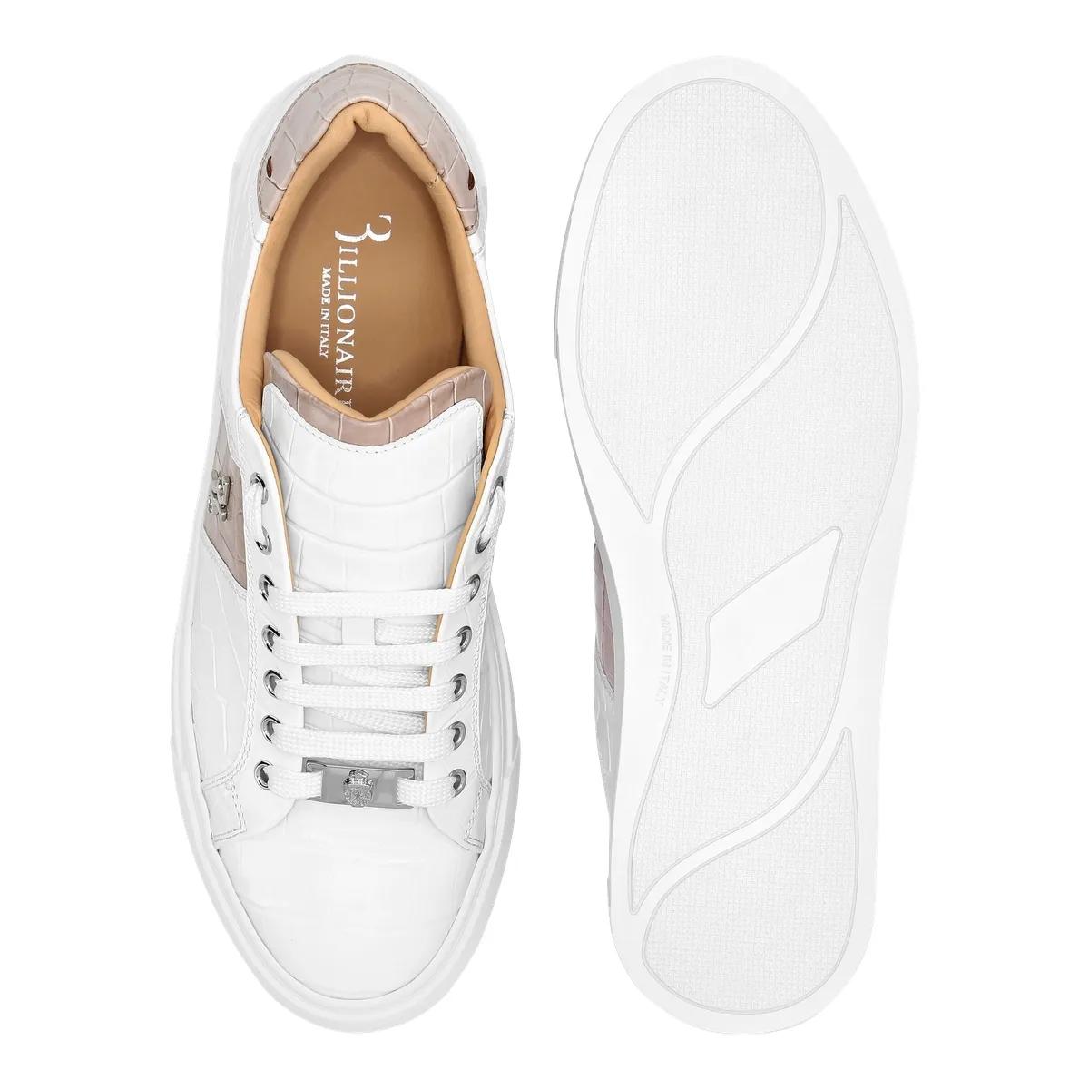 Thumbnail - BILLIONAIRE Low-Top Sneaker - Lo-Top Turnschuhe Cocco Crocco Geprägt - Gr. 46 (EU) - in Weiß - für Damen