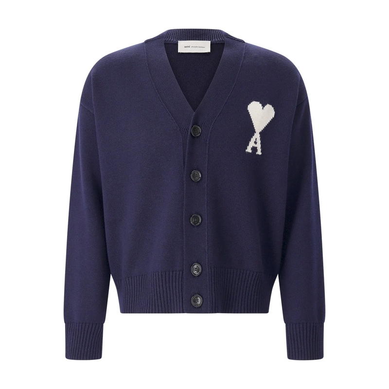 AMI Paris Cardigan Cardigan mit Logo blau
