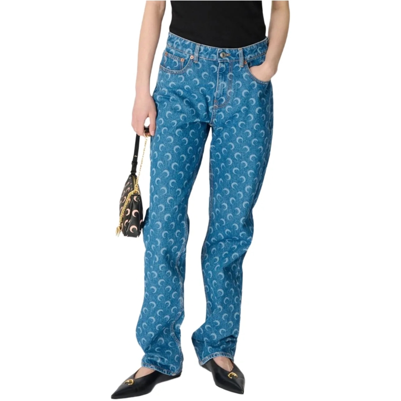 Marine Serre Jeans mit geradem Bein Jeans Clear Blue blau