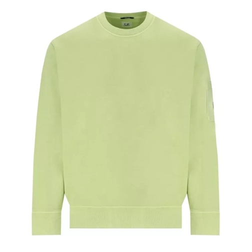 CP Company Diagonal Fleece White Pear Sweatshirt Green 
